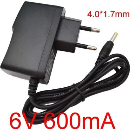 100PCS 6V600mA High quality AC 100V-240V Converter Switching power adapter DC 6V 600mA 0.6A Supply EU Plug DC 4.0mm x 1.7mm