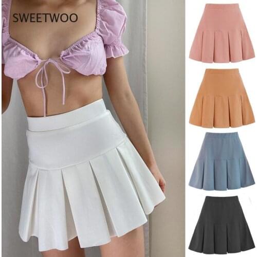 Women High Waist Pleated Skirt Sweet Cute Girls Dance Mini Skirt Cosplay Black White Skirt Female Mini Skirts Short Hot Deal