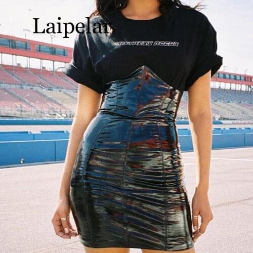 Laipelar Sexy High Waist PU Leather Skirt Women Black Chest Up Back Zipper Mini Skirts Womens 2019 Party Pencil Skirt