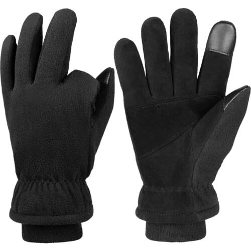 OZERO Heated Winter Gloves with Touch Screen Finger Febrile Lining Deerskin Leather Cold Weather Thermal Glove for Men Women