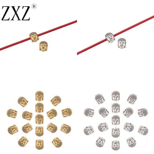 ZXZ 50pcs Antique Gold Tone Buddha Head Spacer Beads for Bracelet Necklace Jewelry Making Findings