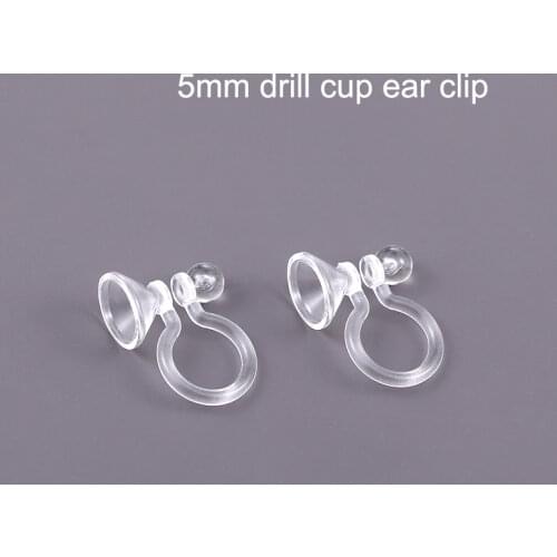 Ear clip diy homemade materials Φ5mm drill cup Transparent Resin Painless Pierced earrings Female Ear clip converter Invisible