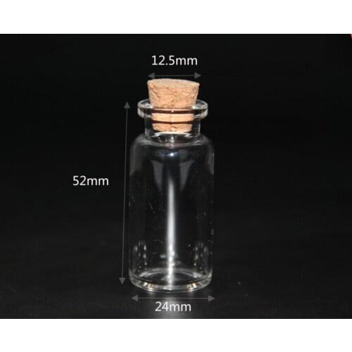 10pcs 24*52mm 12ml Empty Small Glass Bottles With Cork Stopper DIY Clear Transparent Glass Jars Containers Vials Glass Drift Jar