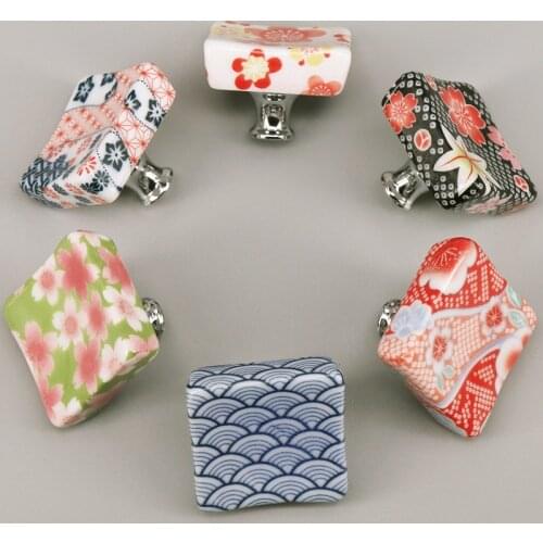 1x Countryside Colorful Ceramic Cabinet Knobs & Pulls for Dressers, Drawers Decorative Furniture and Wardrobe Door Handle