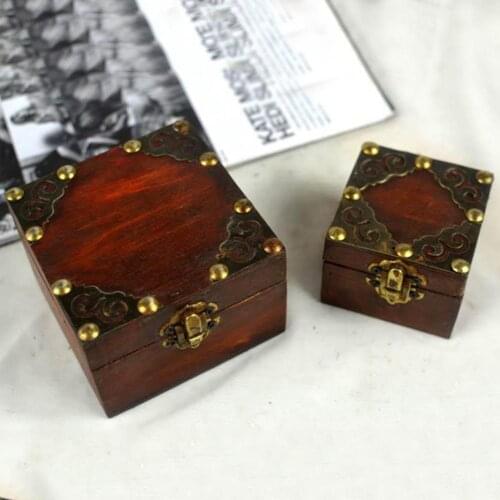 2Pcs Classical Wooden Jewelry Chest Box Treasure Storage Organizer Desk Decor Gift Boxes Case Beauty