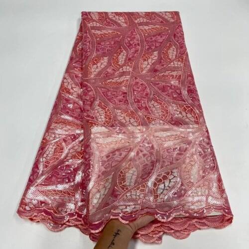 2021 Sequins Lace Fabric African Embroidery Sequence Nigerian French Party Latest Tulle Hot Sale