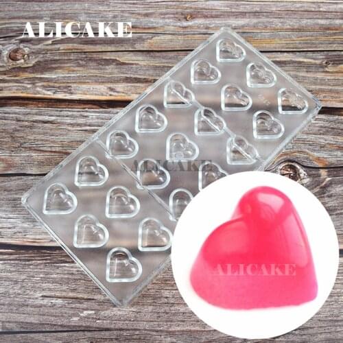 3D Chocolate Mold Polycarbonate Lovers Heart Tray Molds Chocolate Candy Form Hard Moulds Bakeware for Baking Pastry Tools