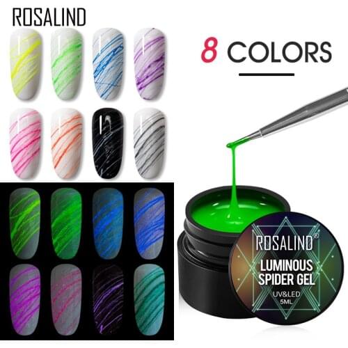 8 Colors Gel Nail Polish Spider Gel Luminous Bright Super Strong Stretch 5 ML Nail Glue LED/UV Lamp DIY Design Nail Art Manicure