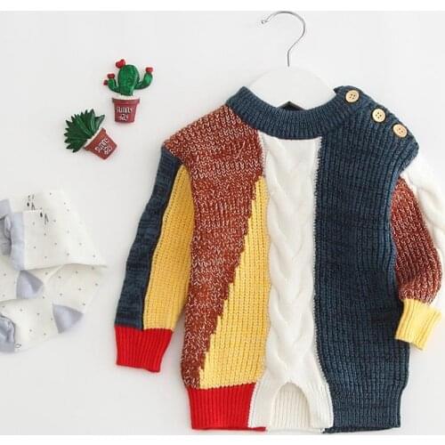Angoubebe B91T08 joining together with different color baby sweater in spring autumn & winter