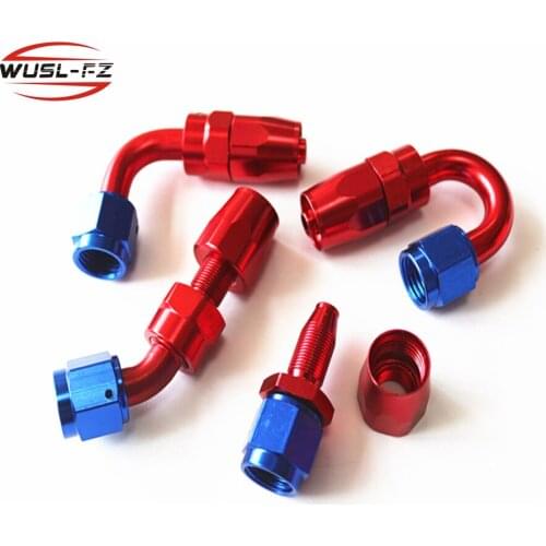 Anoized Aluminium Fittings Oil Fuel Reusable Fittings Red Blue AN6 Swivel Hose End 0- 180 Degree