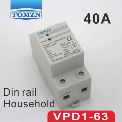 40A 230V Din rail automatic recovery reconnect over voltage and under voltage protective device protector protection relay