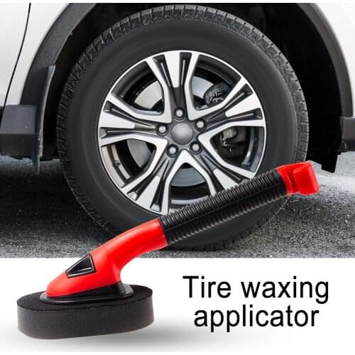 Car Wax Applicator Sponge Brush Tire Dressing Applicator Brush with Handle Wheel Rim Brush Kit Washing Cleaner Detailing Brush