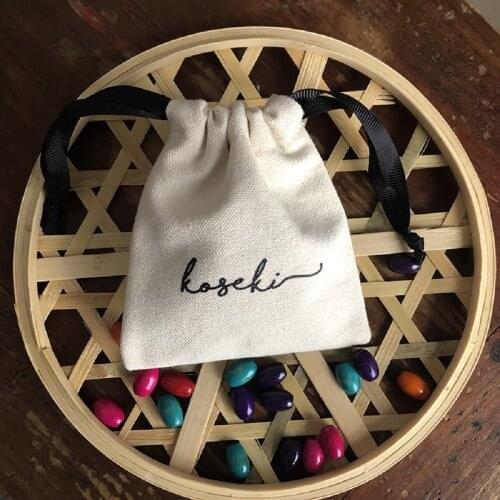 White Cotton Drawstring Bag with Customize Rope for Jewelry Gift Packaging Pouches Chic Wedding Party Favor Bags