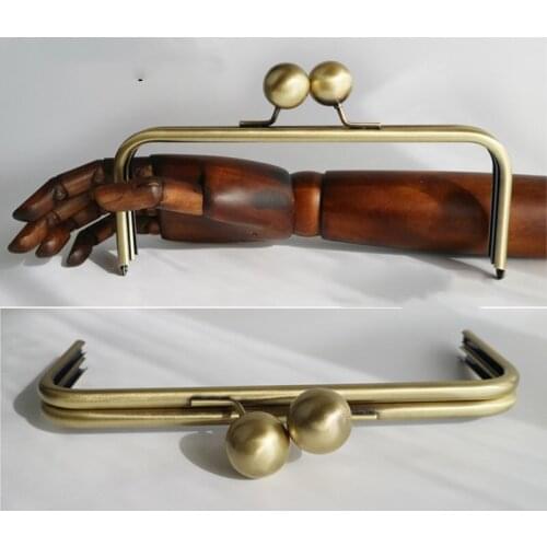 22 X9 CM Big Ball Clasp 25 mm DIY Antique Brass Metal Purse Frame ring kiss clasp Handle for Bag Craft bag making Wallet Clip