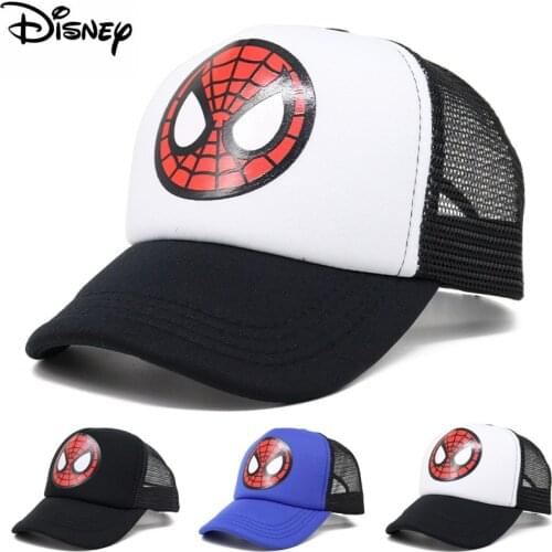 Disney Marvel Childrens Baseball Cap Spiderman Print Mesh Cartoon Adjustable Hip Hop Cap Breathable Summer Outdoor Sun Hat
