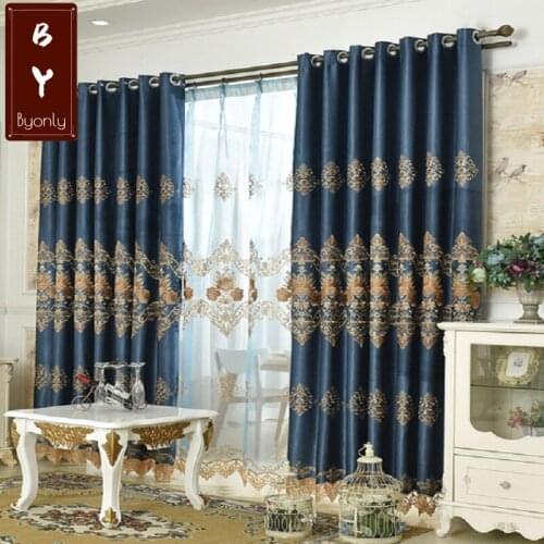 European Style Curtains for Living Dining Room Bedroom Light Luxury Embroidery Curtains Tulle Finished Product Customization