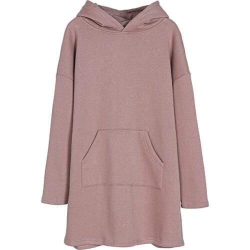 Fleece Sweatshirts Dress Casual Clothes Toppies Woman Hooded Dress Long Sleeve Oversize Pullovers