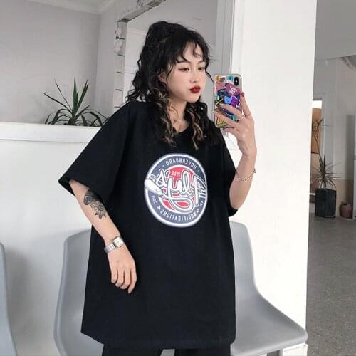 Womens T-shirts Tops Japanese Kawaii Ladies Ulzzang Lazy Letter Print Vintage Tshirt Female Korean Harajuku Clothes For Women