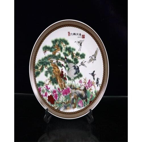 Elaborate China Porcelain Hand Painting Rich And Honored Flower Being In Full Flower Dish Crafts Home Decoration#4