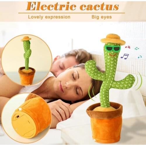 Dancing Cactus Plush Toy Electric 120 Songs Dancing and Twisting Luminous Recording Learning To Speak Twisting Education Toy