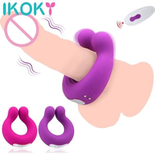 IKOKY Cock Vibrator Ring Clitoris Stimulator Massager Vibrator Sex Toys Couple Vibrator 9 Speeds Penis Clitoral Stimulation