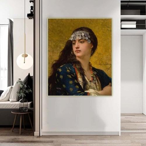 Jules Joseph Lefebvre《Fatima》Canvas Oil Painting Artwork Aesthetic Poster Picture Wall Hanging Decor Home Living Room Decoration