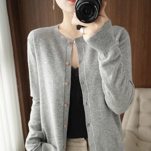 Hot Sale 2021Spring Autumn Winter New Fashion Cashmere Sweater Womens O-Neck Cardigan Coat Female Loose Large Size Knitted Tops