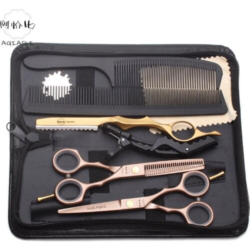 Suit 5.5In. AQIABI Rose Gold Haircut Set Hairdressing Supplies Cutting Scissors Thinning Shears Professional Hair Scissors
