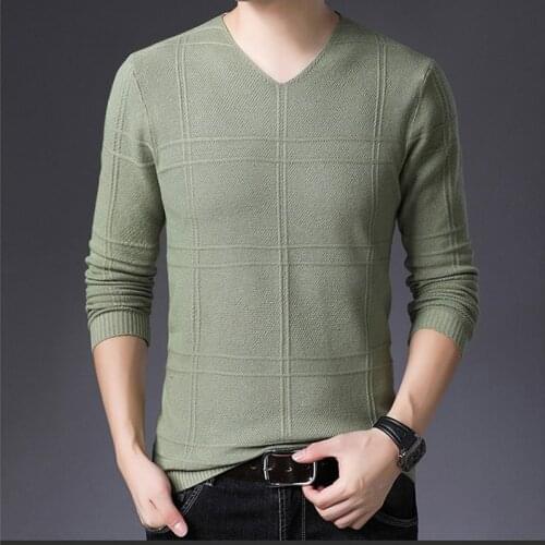2021 New Mens Sweaters Spring Autumn Black Casual V-Neck Sweaters Korean Fashion Slim Fit Long-Sleeved Sweater