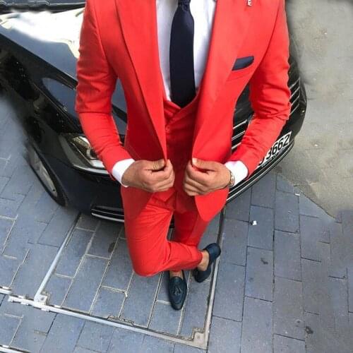 Latest Coat Pant Designs Hot Red Mens Classic Suits for Wedding Groom Tuxedo Slim Fit Man Blazers Jacket Costume Homme Ternos