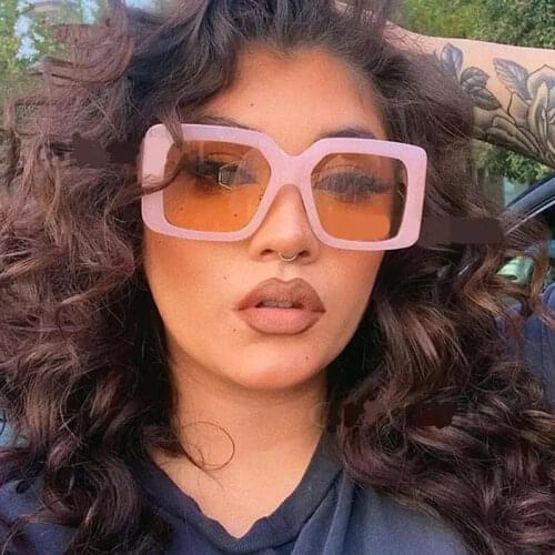 2021 New Fashion Vintage Sqaure Pink Sunglasses For Women Elegant Gradient UV400 Sun Glasses Men Black Print Eyewear Blue Green