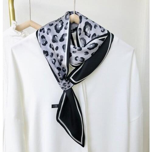 New Small Ear Scarves Womens Korean Decorative Printing Leopard Dot Color Matching Small Scarves Womens Long Hair Ribbon