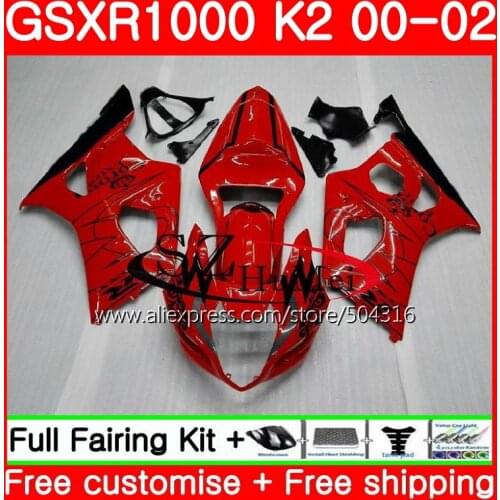 Bodys For SUZUKI GSXR 1000 K2 Red SALE GSX-R1000 00 02 35HS5 GSXR1000 00 01 02 GSXR-1000 GSX R1000 2000 2001 2002 Fairings