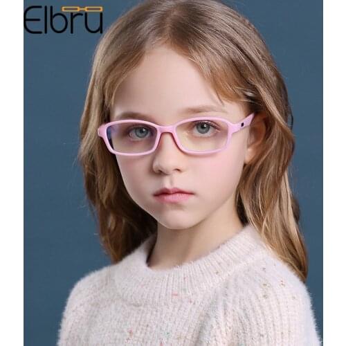 Elbru Anti blue Rays Glasses Frame Children Square Optical Spectacles Boy Girls Square Computer Goggles Baby Fashion Eyeglasses