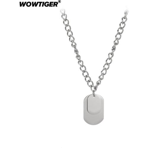 WOWTIGER New Stainless steel Double Sequins men coarse chain Necklaces Pendant Necklace for Women Bijoux Jewelry Accessories