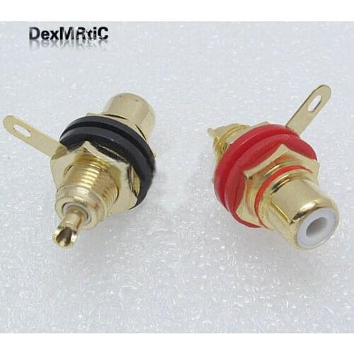 A pair Banana connector Gold-plated copper RCA plug RCA seat Stereo amplifier speakers high quality