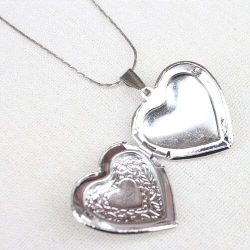 Romantic Picture Frame Charm Heart Locket Photo Pendant Necklace For Women Jewelry Valentine Love Gift