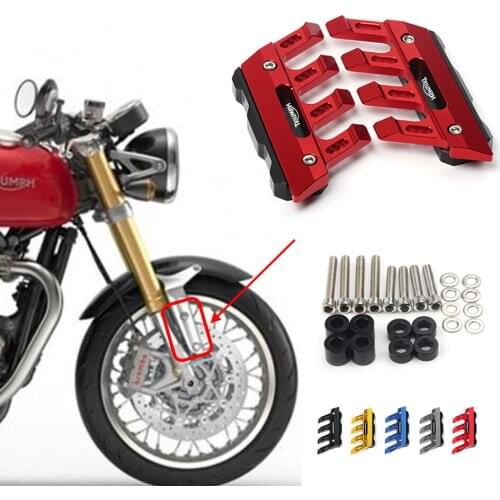 With Logo For Triumph THRUXTON R Motorcycle CNC Accessories Mudguard Side Protection Block Front Fender Anti-Fall Slider