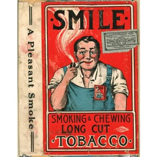 SMILE LONG CUT TOBACCO VINTAGE METAL TIN SIGN POSTER WALL PLAQUE