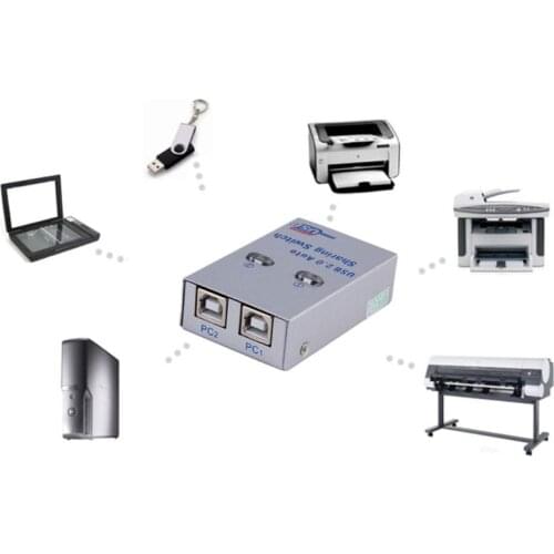 2 Ports USB 2.0 Auto Sharing Switch Hub Splitter Selector Switcher for Printer Scanner PC Computer Peripherals