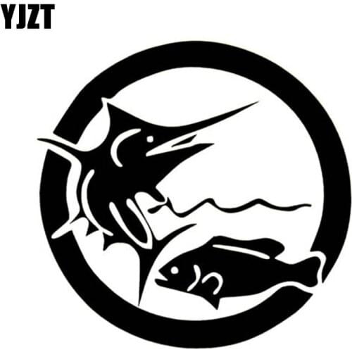 YJZT 13cm*12.7cm FISHING Interesting Vinyl High-quality Decor Decals Car Sticker Black Silver C11-0196