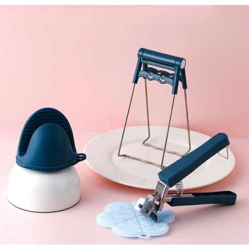 Stainless Steel Anti-Scalding Clip Bowl Plate Clamp Non-Slip Silica Gel Heat Insulation Multipurpose Kitchen Set Tools Gadgets