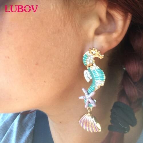 Womens fashion brand new arrival gorgeous colourful sea horses earrings