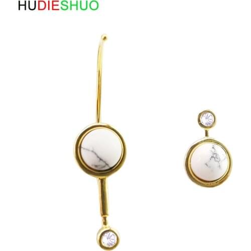 925 Sterling Silver Irregular Earrings for Women Natural Turquoise Crystal Stud Earrings