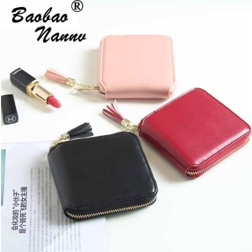 Women Wallet For Coin Card Cash Invoice Fashion Lady Small Purse Tassels Short Solid Female Synthetic Leather Clutch Card Holder