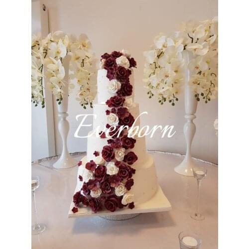 10PCS/LOT Tall Trumpet white wedding metal flower vase for table decoration