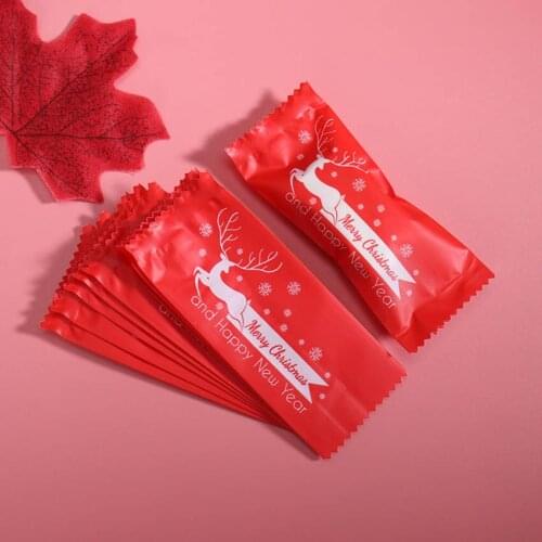 100pcs/lot Candy Packing Bag Homemade Red Christmas Pattern Sugar Gifts Bag Party Handmade Peanut Candy Wrappers Nougat Wrapping