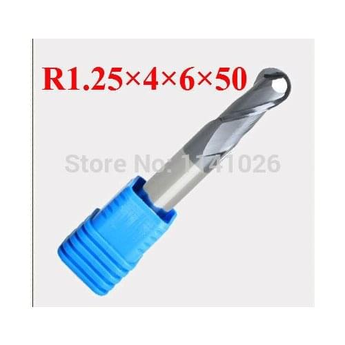 2F R1.25*4*6*50,Spiral Bit Milling Tools, Carbide Ball Nose End Mill, the lathe tool,boring bar,cnc,machine