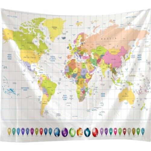 Map of The Creative World 3D Painting Tapestry Wall Hanging Bed Spread Beach Towel Table Cloth Yoga Mat 250*180CM Large Size