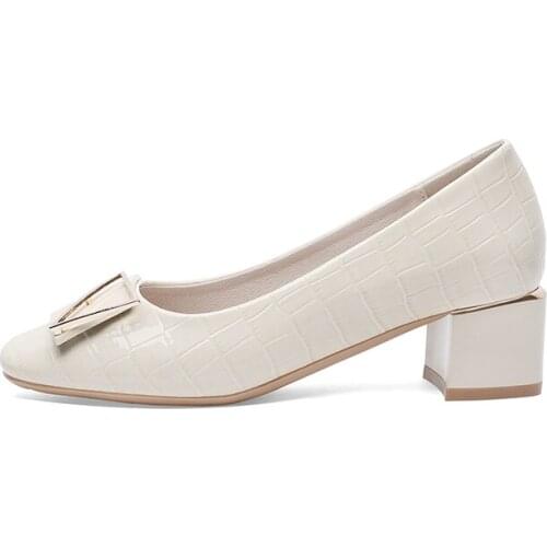 Square Toe Thick Heel Single Shoe Cover Foot Metal Decorative WomenS Shoes Waterproof Platform WomenS Shoes